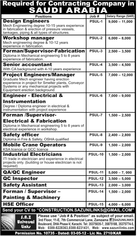 Engineering and Management jobs in Saudi Arabia