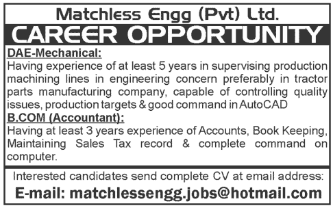 Mechanical and Accounting jobs
