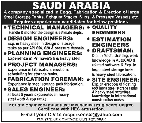 Engineering and Construction jobs in Saudi Arabia