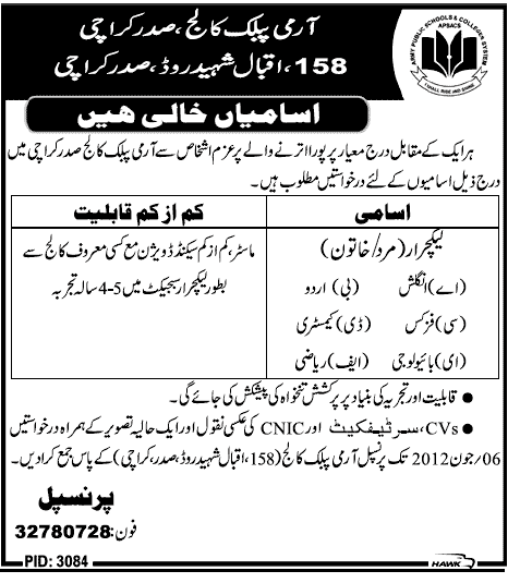 Teaching Faculty Required at