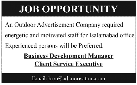 Senior Office Staff Required by an Outdoor Advertisement Company