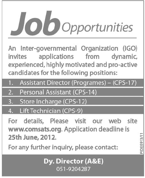 Directors and Support Staff Required at An Inter-Governmental Organization (IGO)