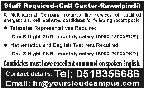 Tele Sales Representatives (TSR) and Teaching Staff Required Call Centre
