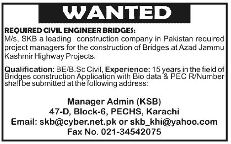 Civil Engineer Bridges Required