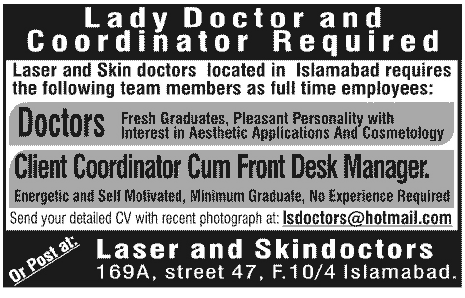 Doctors and Front Desk Manager Required