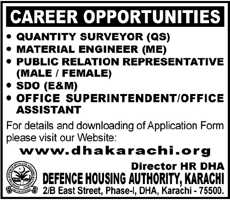 Engineering and Admin Jobs at DHA (Defence Housing Authority)