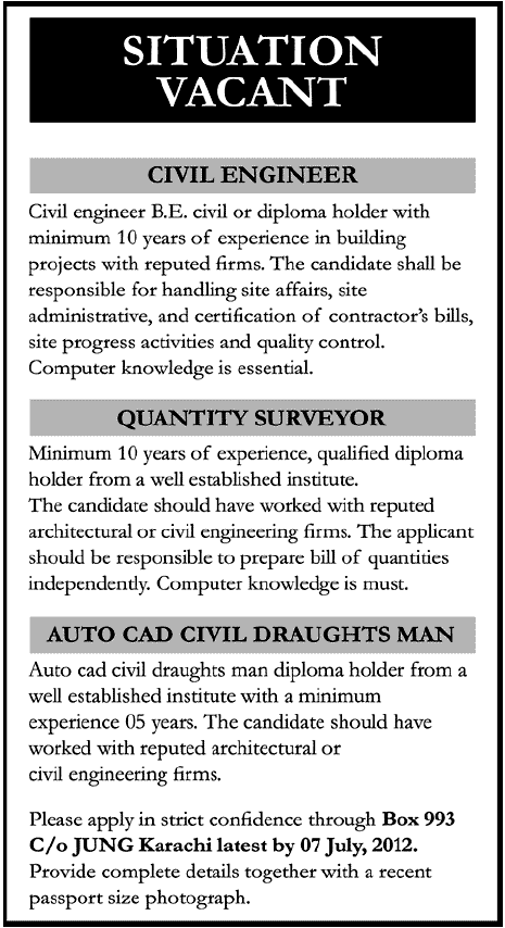 Civil Engineers and AutoCAD Engineers Required