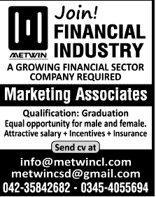 Marketing Associates Required for a Financial Idustry