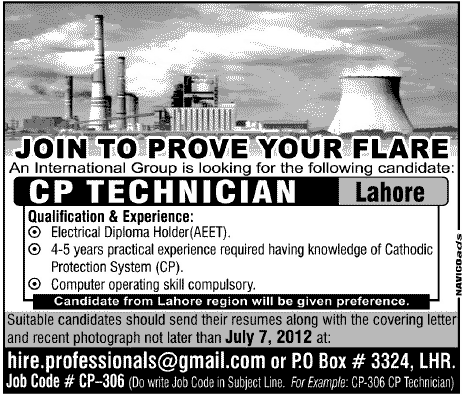 CP Technician Required by an International Group