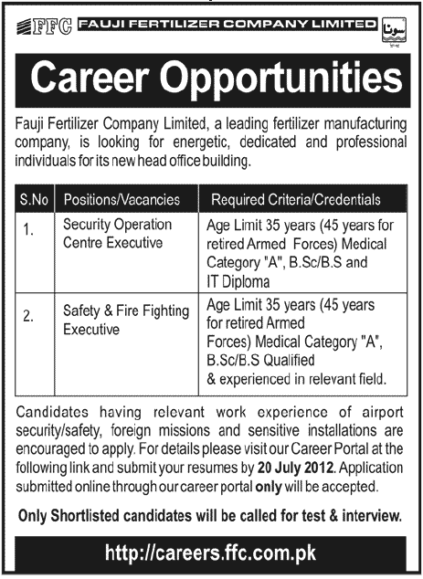 Fauji Fertilizer Company Limited Requires Security Staff