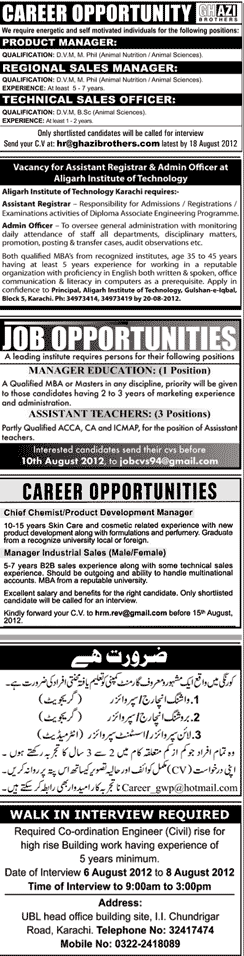Misc. Jobs in Karachi Jang Classified 4