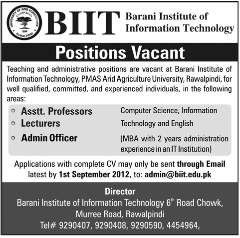 BIIT Requires Teaching and Non-Teaching Faculty