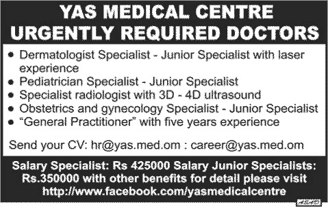 Medical Doctors Required at YAS Medical Centre