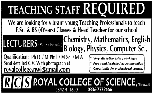 Teaching Staff Required for a College