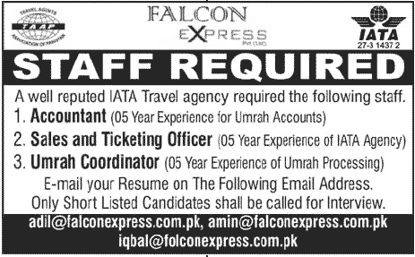 Jobs in Travel Agency (Falcon Express)
