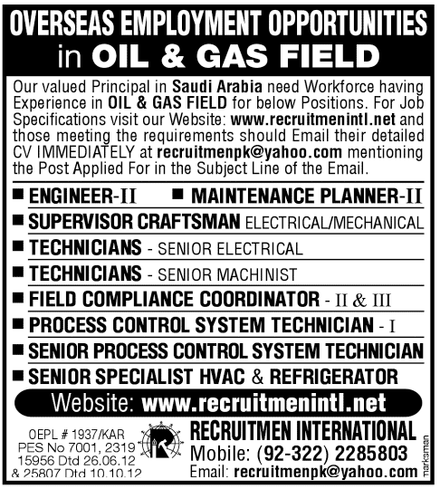 Oil and Gas Field Jobs in Saudi Arabia