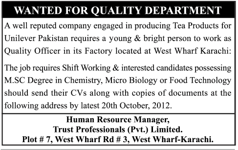 Jobs for Quality Officer