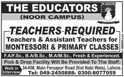 Teachers Required by The Educators