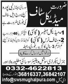 Medical Staff Required for Society Hospital