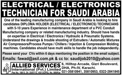 Technician Jobs in Saudi Arabia