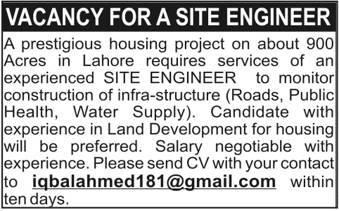 Jobs in Housing Project in Lahore