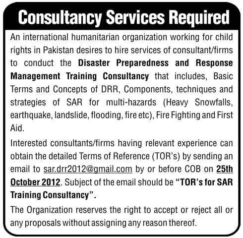 Consultancy Service  Required