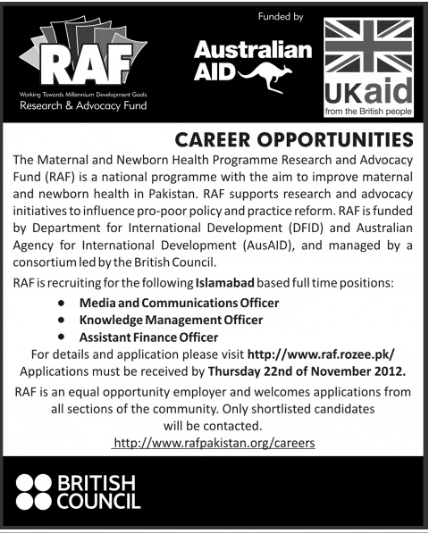 Various Officers are Rrequired by Research and Advocacy Fund (RAF)