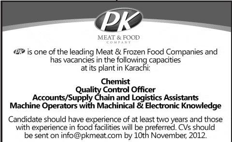 PK (a Meat & Food Company) Requires Staff