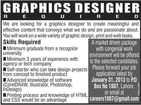 Graphics Designer Job in Lahore