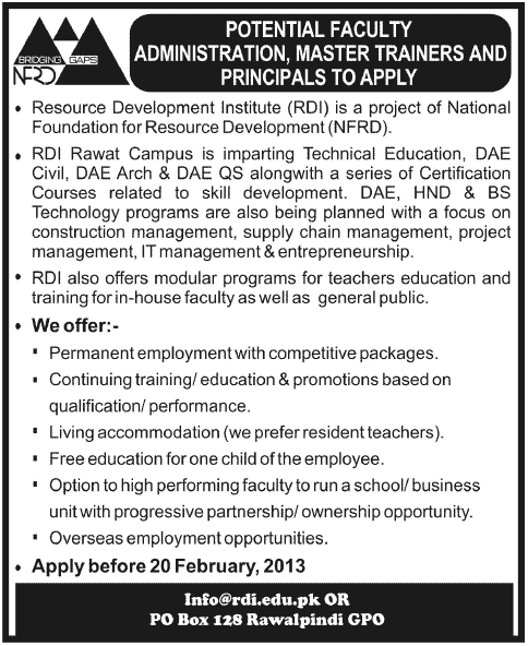 Resource Development Institute (RDI) Technical Education & Skills Development Programs