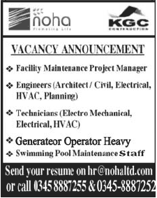 Facility Maintenance Project Manager, Engineers, Technicians & Staff Jobs at Noha Group