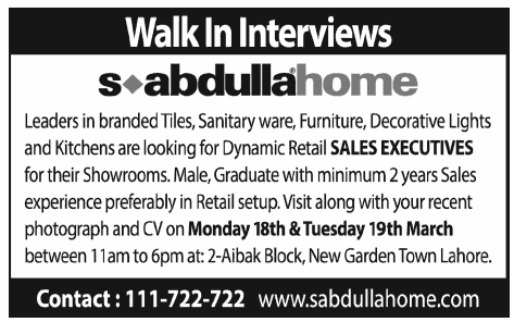 Sales Executives Jobs at S Abdulla Home