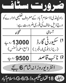 Naib Qasid & Security Guard Jobs in Islamabad 2013 August Latest at National Textile Institute (NTI)