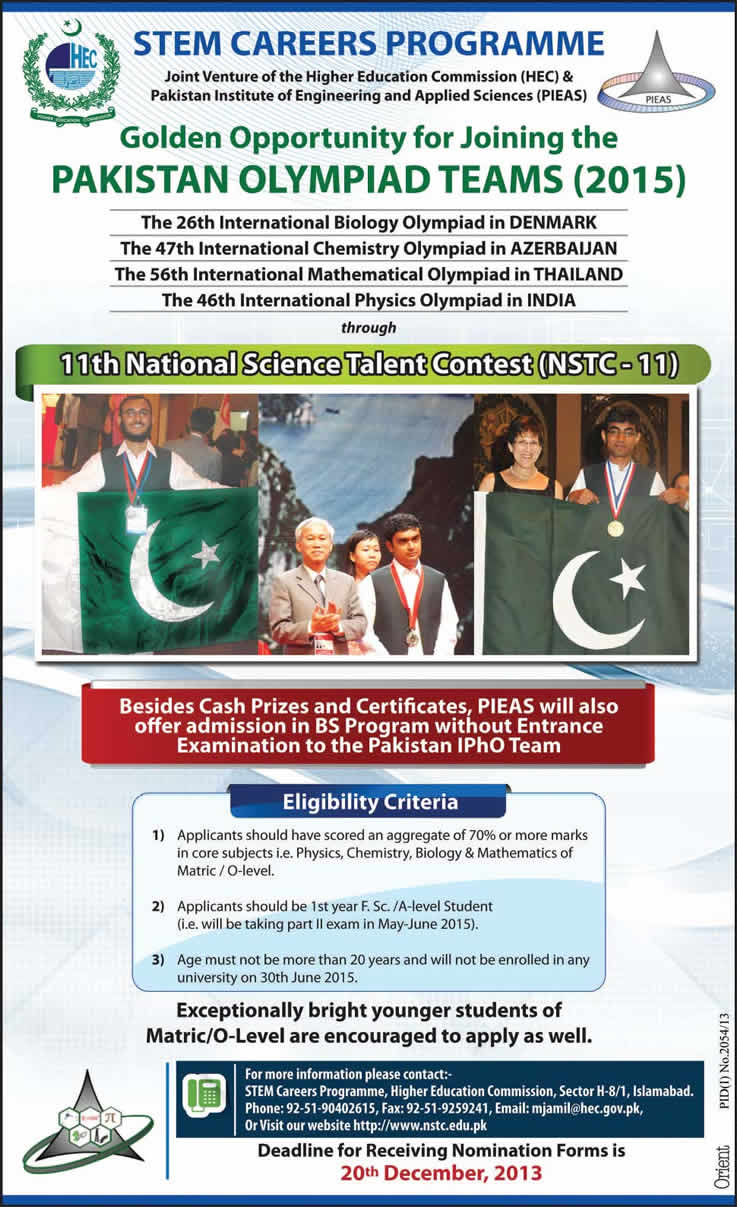 STEM Careers Programme - Pakistan Olympiad Teams 2015
