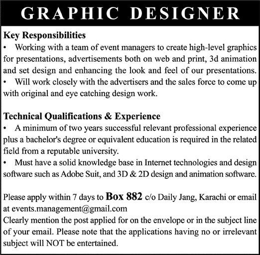 Graphic Designer Jobs in Karachi 201 November