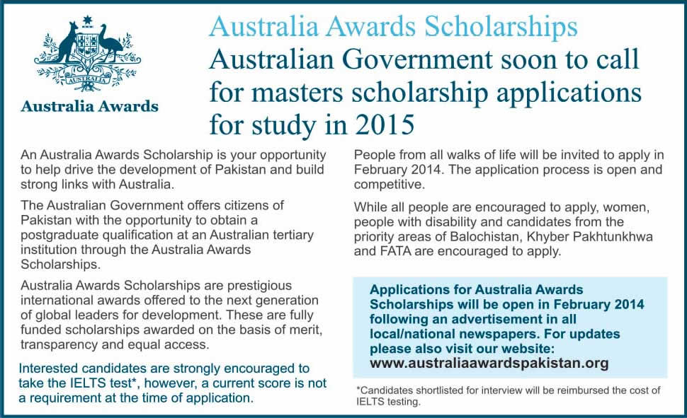 Australia Awards Scholarships 2015 for Pakistan