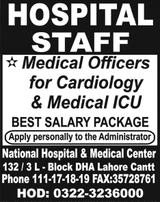 Medical Officer Jobs in Lahore 2014 February at National Hospital & Medical Center
