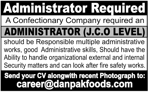 Administrator Jobs in Karachi 2014 August in Danpak Foods