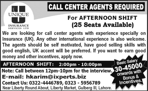 Call Center Jobs in Lahore 2014 August at Ixperts