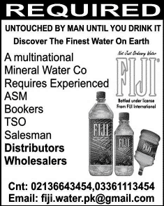 Jobs in Pakistan October 2014 ASM, TSO, Bookers & Salesman at Fiji Mineral Water Company