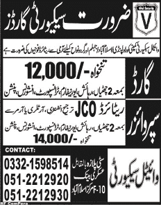 Vital Security Company Jobs 2014 October in Islamabad, Rawalpindi, Jhelum for Security Guards / Supervisors