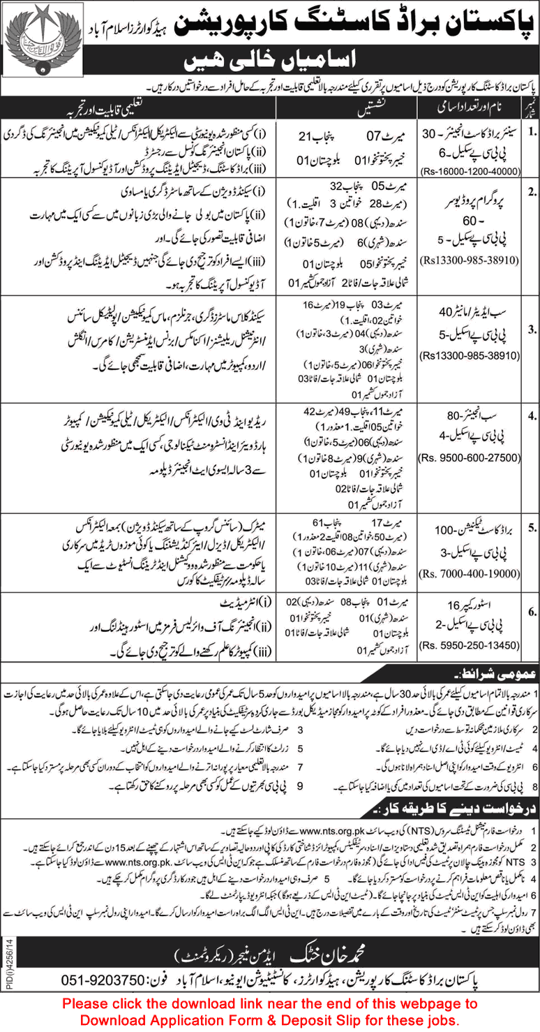 Radio Pakistan Jobs 2015 February NTS Application Form Pakistan Broadcasting Corporation (PBC)