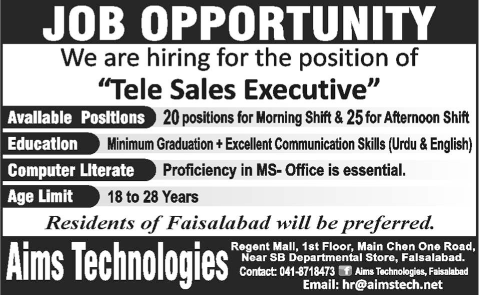 Call Center Jobs in Faisalabad 2015 March Telesales Executives at Aims Technologies