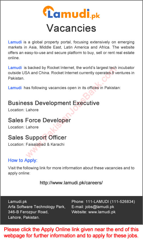 Lamudi Jobs 2015 March Business Development Executive, Sales Support Officer & Sales Force Developer