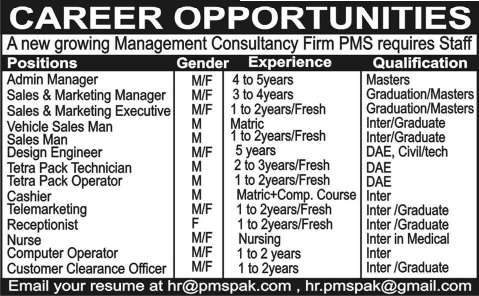 People Management Services Pakistan Jobs 2015 April Nurse, Sales, Admin Staff & Technicians