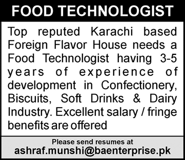 Food Technologist Jobs in Karachi 2015 June Latest