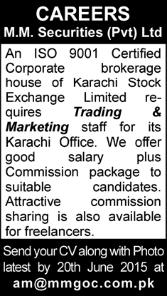 Stock Trading & Marketing Jobs in Karachi 2015 June at MM Securities Private Limited