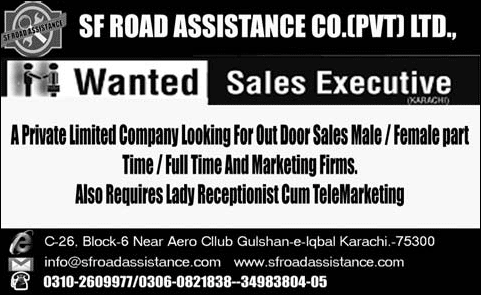 Sales Executives  & Receptionist Jobs in Karachi 2015 June at SF Road Assistance Company Pvt Ltd Latest