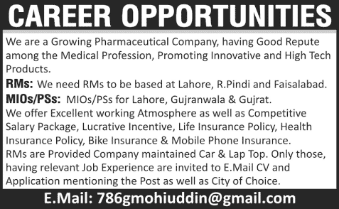 Regional Manager & Medical Information Officer Jobs in Pakistan 2015 June Pharmaceutical Company