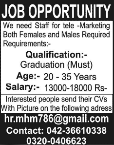 Call Center Jobs in Lahore 2015 June / July for Telemarketing Staff Latest